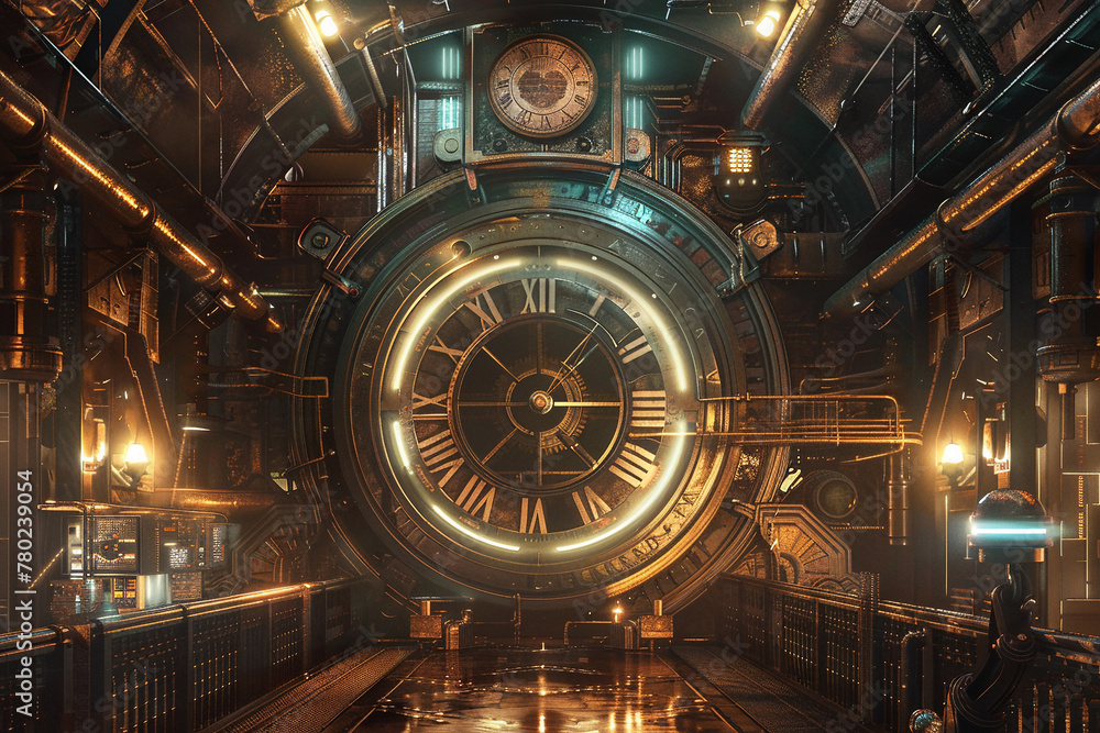 Incorporate elements of steampunk into the background design. How can we blend Victorian aesthetics with futuristic technology to create a unique backdrop.