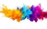 Colorful explosion of colored powder isolated on white background