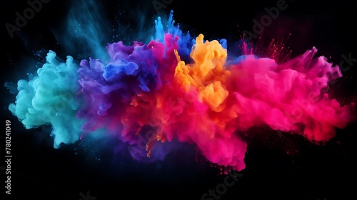 Colorful explosion of colored powder isolated on white background © Shipons Creative