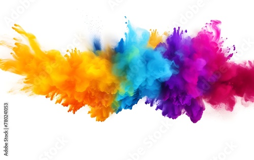 Colorful explosion of colored powder isolated on white background