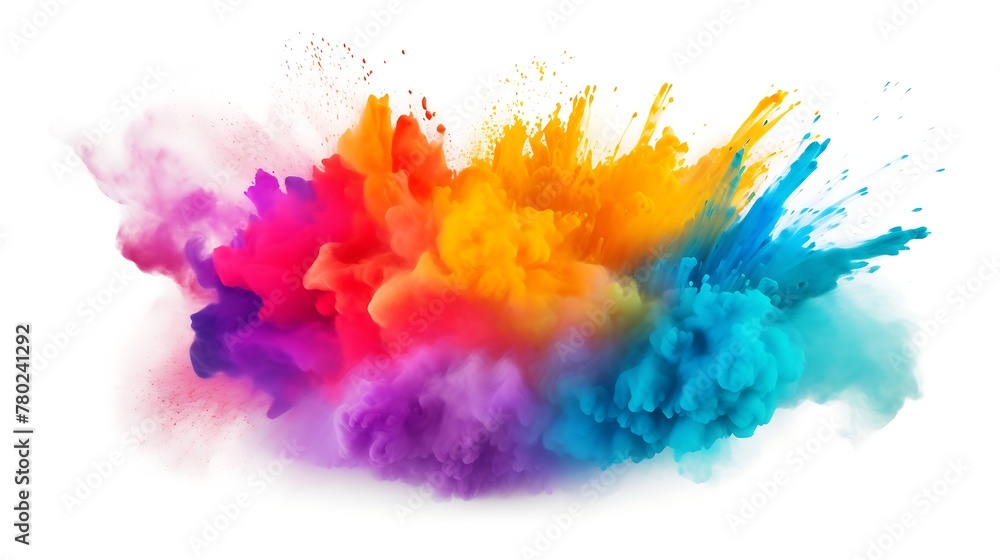 Fototapeta premium Explosion of colored powder isolated on white background
