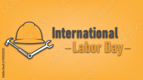 International Labor Day celebration vector horizontal design with a minimalist orange color theme