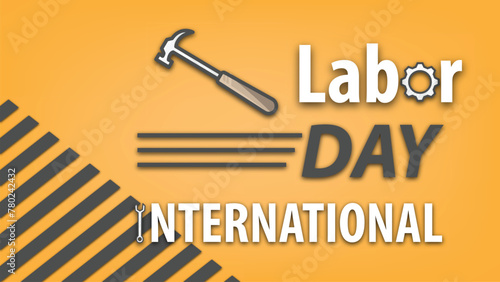 International Labor Day celebration vector horizontal design with a minimalist orange color theme