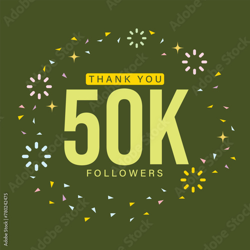 Thank you 50K followers, 50000 followers ,celebration new design with colorful confetti and fireworks