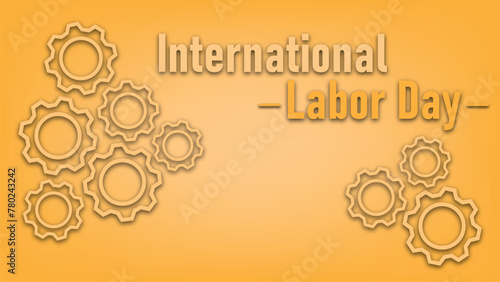International Labor Day celebration vector horizontal design with a minimalist orange color theme