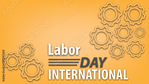 International Labor Day celebration vector horizontal design with a minimalist orange color theme
