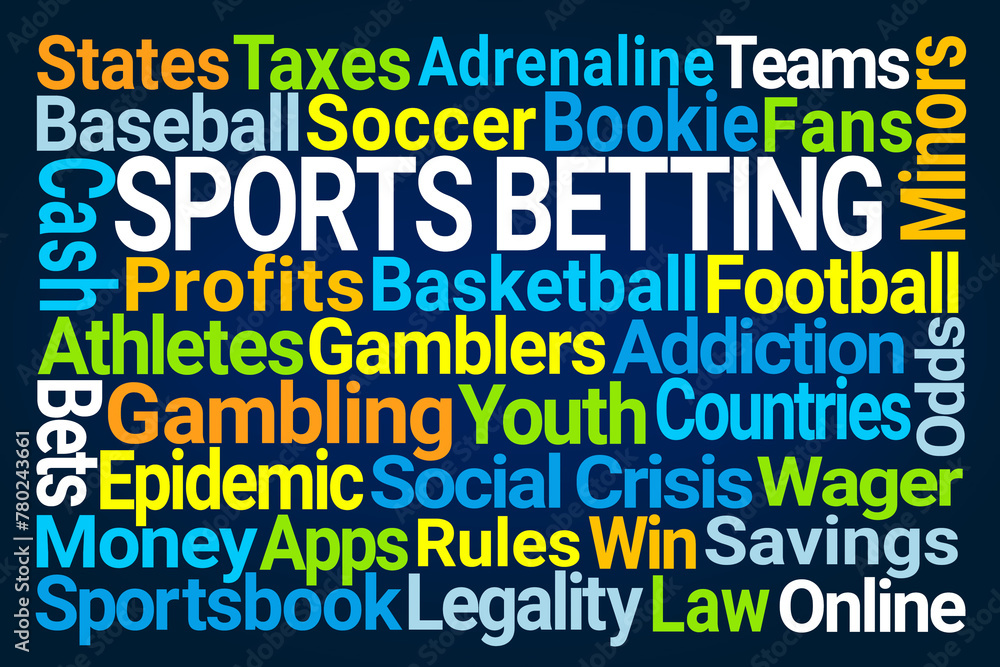 Fototapeta premium Sports Betting Word Cloud on Blue Background