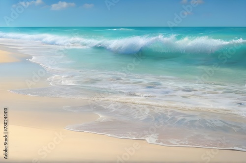 Beautiful beach view in sunny day. Blue sky and relaxing blue sea beach