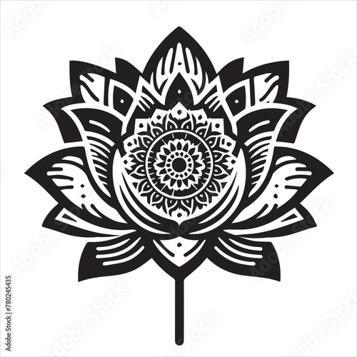 a black and white lotus flower vector illustration