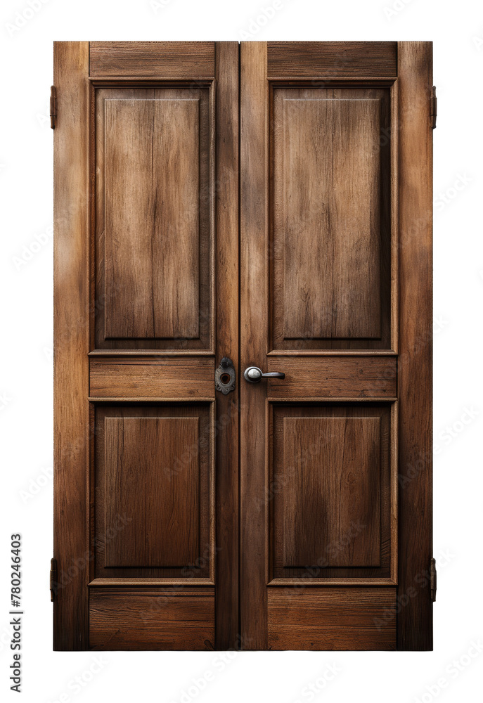 modern wood door isolated on transparent background