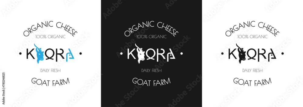 Goat cheese. The stamp. Logo. Set of different colors Goat cheese. The stamp. Logo. Set of different colors