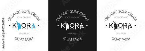 Goat sour cream. The stamp. Logo. Set of different colors
