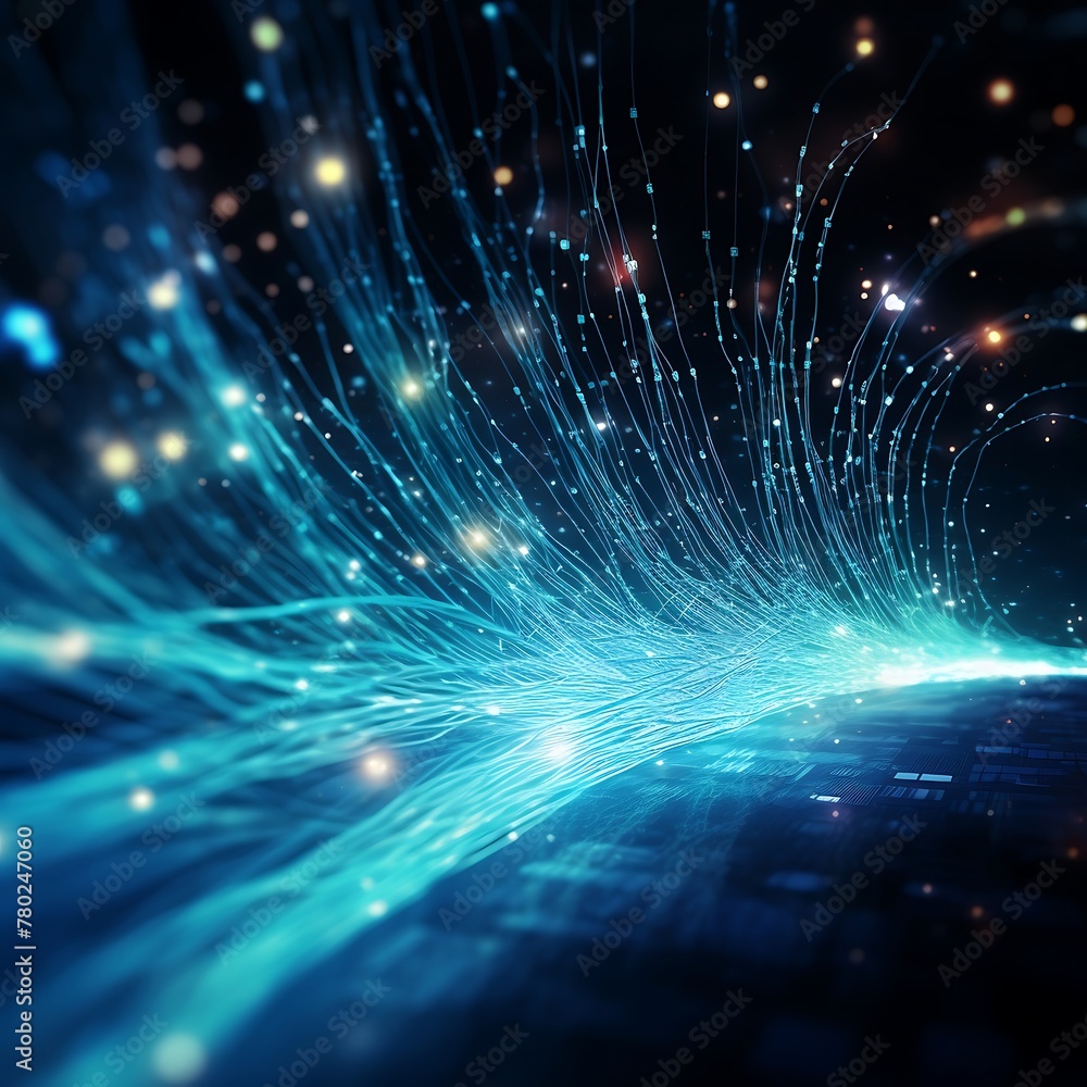 Fototapeta premium Abstract background with glowing lines and bokeh