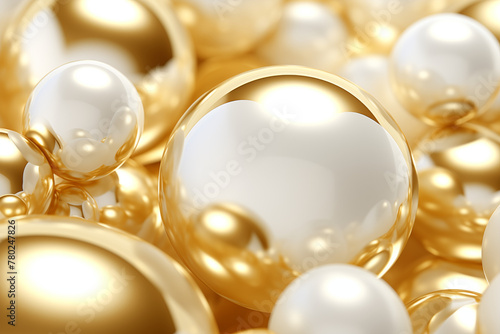Abstract background shiny glossy golden pearl balls