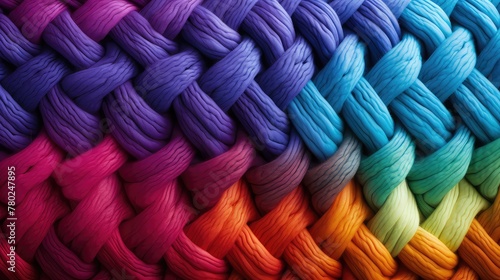 colorful knitted rainbow yarn threads background
