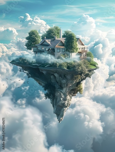 Floating Island Dreamscape A Conceptual Scenic Retreat in the Clouds © artisticmeridian
