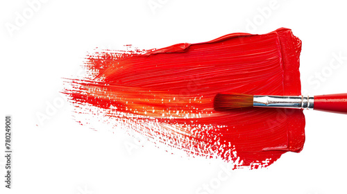 Hand painted stroke of  red paint brush isolated on white background PNG