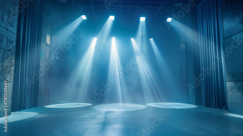 Lighting ramp with powerful spotlights for creating artificial lighting theater film studio