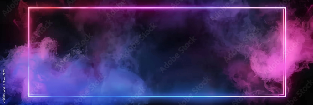 neon frame with smoke on dark background , copy space neon frame with smoke on dark background , copy space