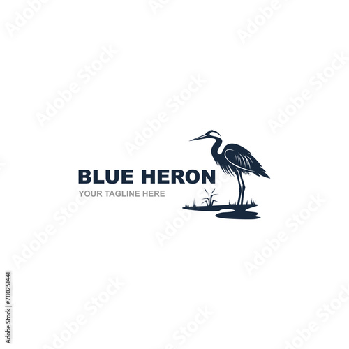 Blue heron Logo isolated on white background. Design blue heron for logo, Simple and clean flat design of the blue heron logo template. Suitable for your design need, logo, illustration, animation.