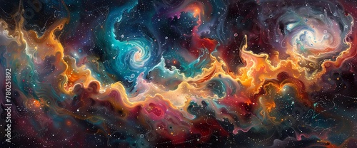 Vibrant tendrils of color weave intricate patterns across the canvas of space, a celestial tapestry unfolding in silent reverence. © Kanwal