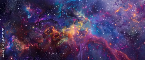 Vibrant tendrils of color weave intricate patterns across the canvas of space, a celestial tapestry unfolding in silent reverence.