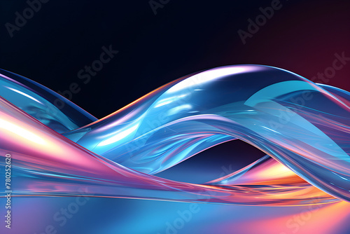 Geometric stripes similar to waves. Abstract wave glowing crossing lines pattern, generated by AI. 3D illustration