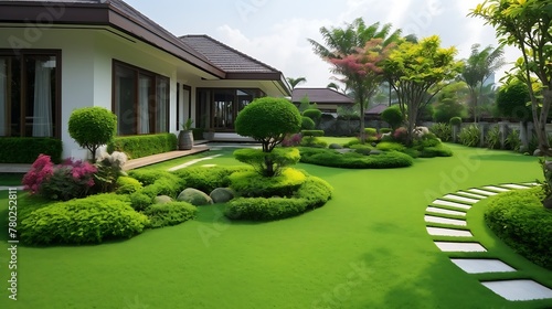 Outdoor garden with chair and table in the garden