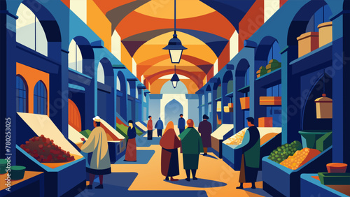 A web of narrow winding passageways lined with colorful market stalls selling everything from fresh produce to handmade goods. The air is thick