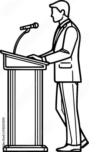 Man give speech with microphone illustration