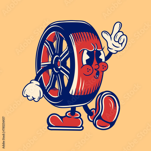 Retro character design of the wheels