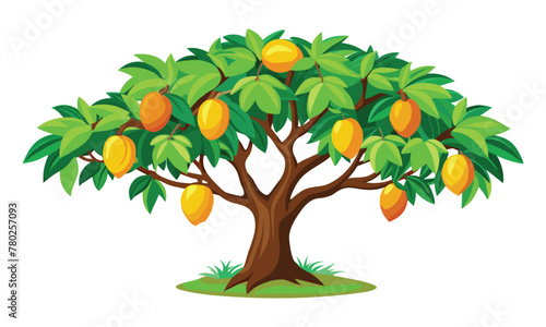 Mango tree isolated flat vector illustration on white background