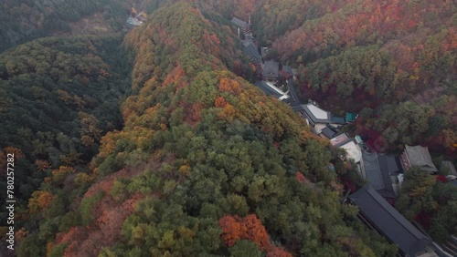 Guinsa Korea Danyang Temple Drone Landscape Footage Sunset photo