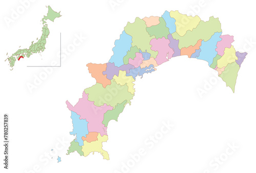 高知　日本　地図　カラフル　アイコン