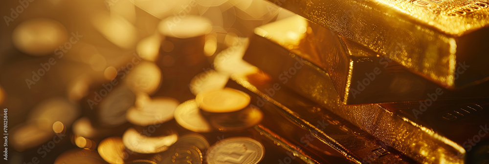stack of gold bars and coins, generative AI stack of gold bars and coins, generative AI