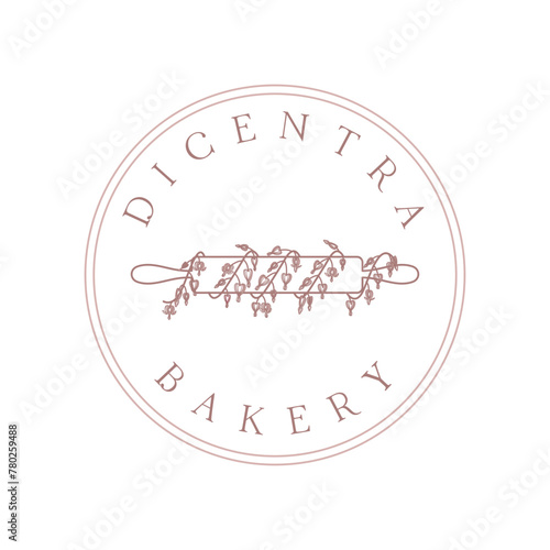 Detailed Line Art Illustration of Floral Pattern on Wooden Rolling Pin