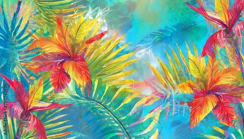 Beautiful  vibrant  multi colored tropical wallpaper