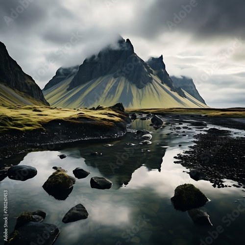 Beautiful landscape in Iceland. 3d rendering