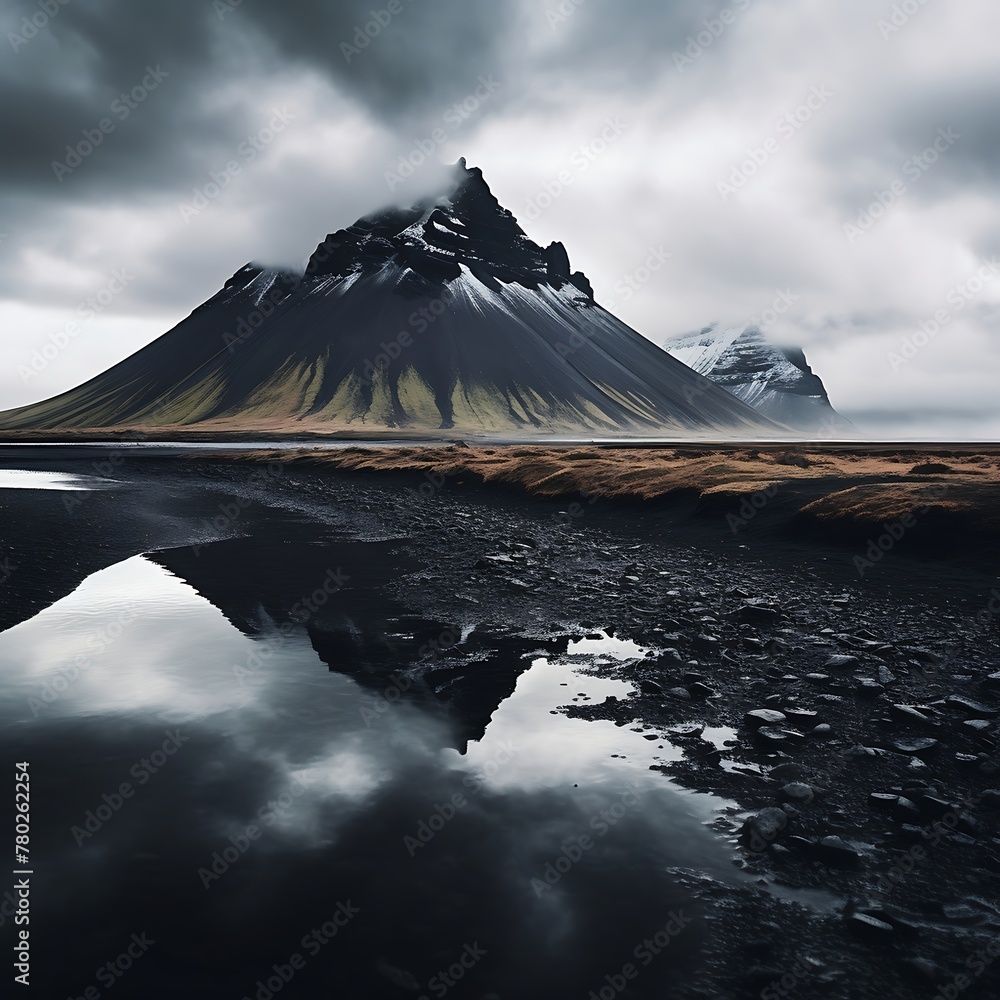 Fototapeta premium Beautiful landscape in Iceland. 3d rendering