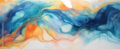 Sparkling waves of color shimmer and shine, captivating in this mesmerizing marble ink abstract masterpiece.