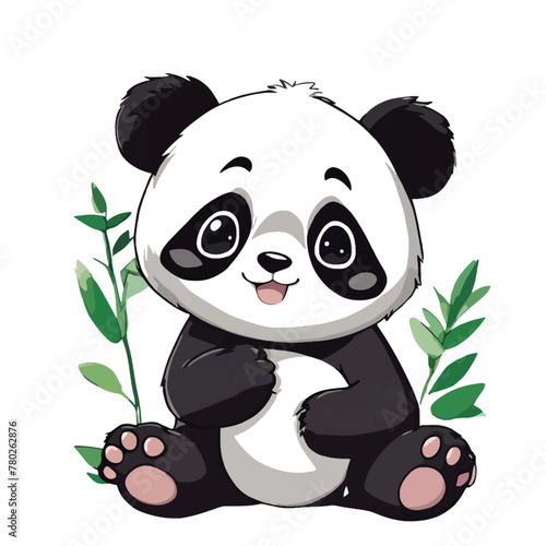 Fototapeta Naklejka Na Ścianę i Meble -  A cute anime Panda baby white background
