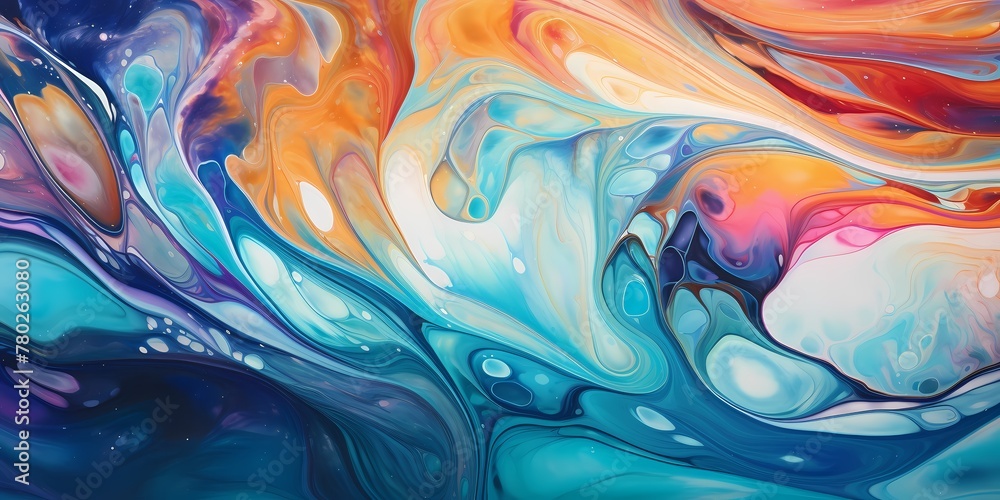 Sparkling waves of color shimmer and shine, captivating in this mesmerizing marble ink masterpiece.