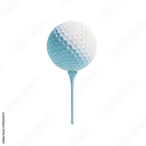 A golf ball on tee against transparent Background