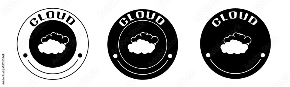 Black and white illustration of cloud icon in flat. Stock vector. Black and white illustration of cloud icon in flat. Stock vector.