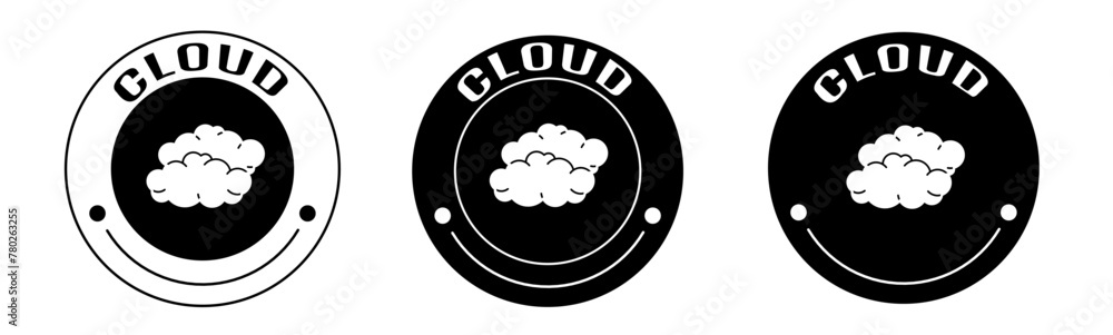 Black and white illustration of cloud icon in flat. Stock vector. Black and white illustration of cloud icon in flat. Stock vector.