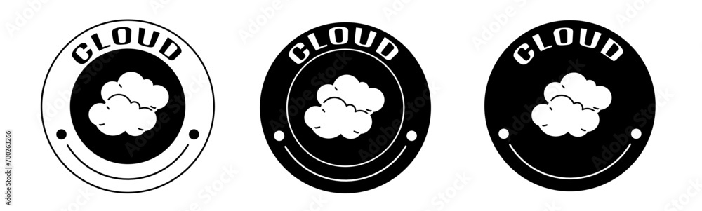 Black and white illustration of cloud icon in flat. Stock vector. Black and white illustration of cloud icon in flat. Stock vector.