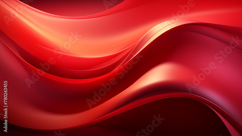 Abstract 3d gold curved red ribbon on red background with lighting effect and sparkle with copy space for text. Luxury design style.
