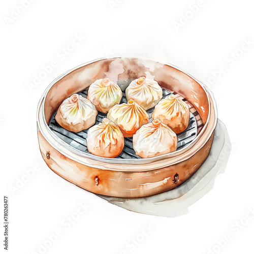 蒸篭に入った小籠包のイラスト