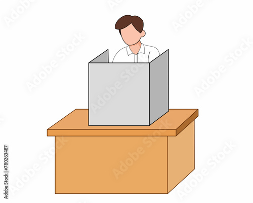 man giving vote in ballot box general election
