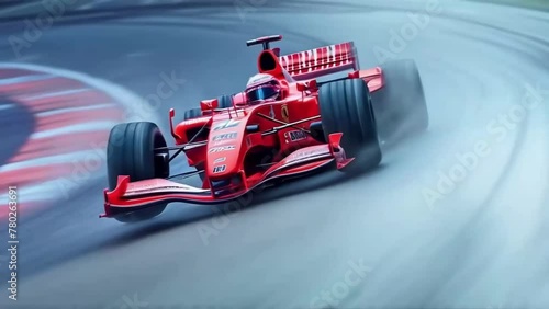 Ferrari formula one racecar speeding on track